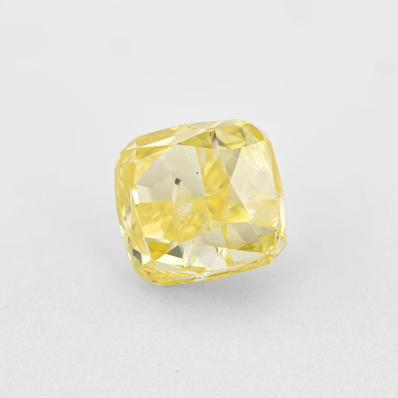 GIA Certified 1.00 Ct Untreated Fancy Yellow Natural Diamond Cushion Solitaire|Custom Jewelry|Certificate|genuine|natural color|earthmined