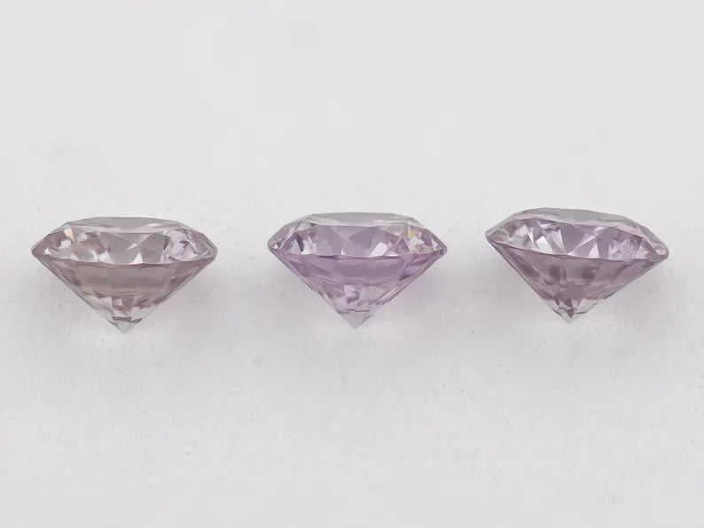 0.32ct of 3pcs 3.0mm Fancy Intense Purplish Pink Natural Pink Diamonds Set Round Brilliant SI1 Untreated 100% Natural