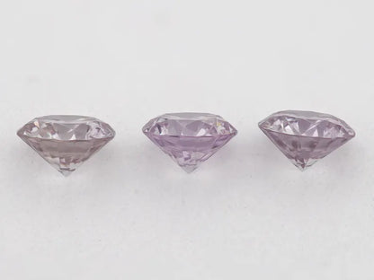 0.32ct of 3pcs 3.0mm Fancy Intense Purplish Pink Natural Pink Diamonds Set Round Brilliant SI1 Untreated 100% Natural