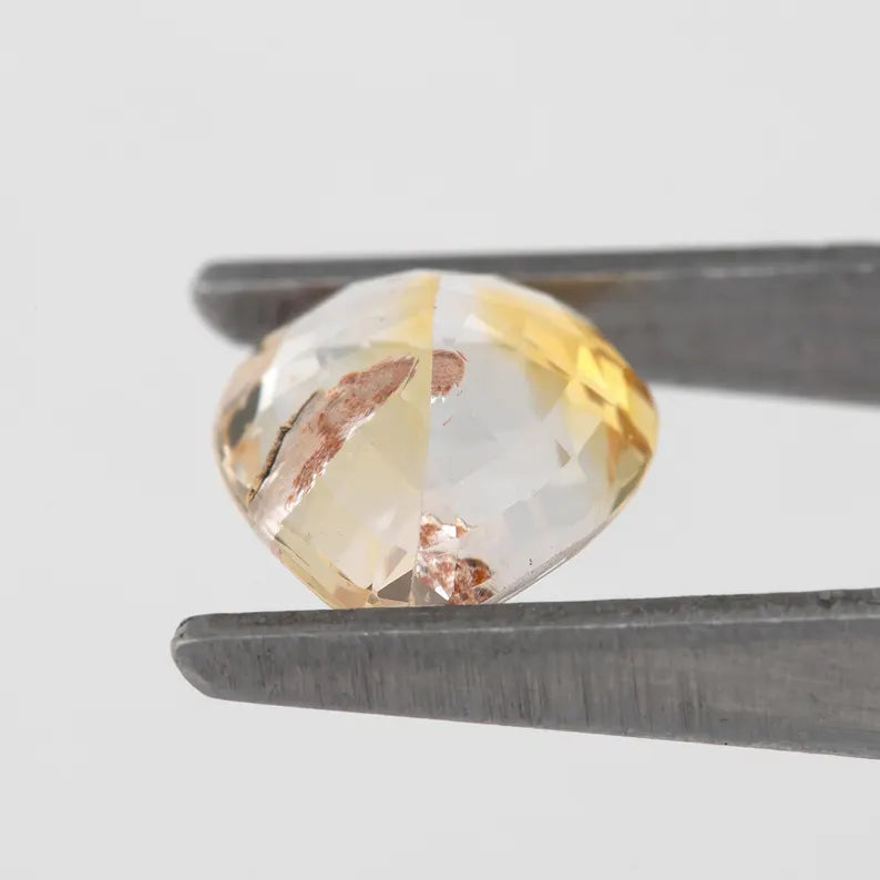 Bi-color White with Gold Blush Sapphire 1.38ct | Pear Cut Natural Gemstone | African Origin | For Custom Jewelry Design