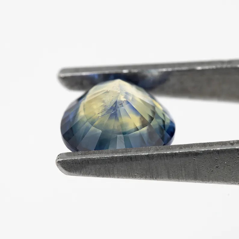 Bicolor - Blue & Yellow | Natural Sapphire Oval Cut 1.24ct | Heated Ceylon Gemstone | Loose Sapphire for Custom Jewelry or Ring