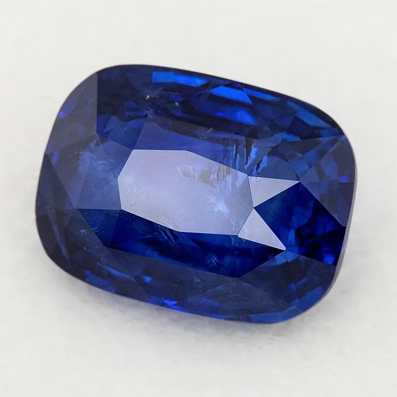 GRS Certified 8.06 ct. Natural Blue Sapphire Cushion Ceylon Sri Lanka Heated
