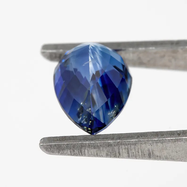 Bicolor - Blue & White | Natural Sapphire Pear Cut 1.31ct | Heated Ceylon Gemstone | Loose Sapphire for Fine Jewelry or Ring