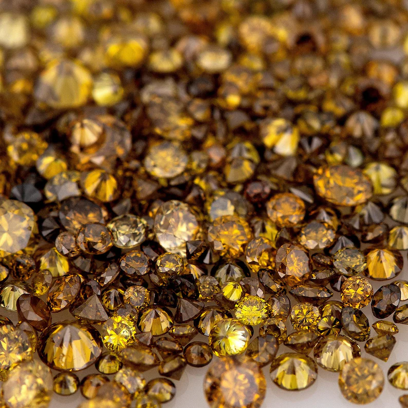 Fancy Vivid Brownish Yellow Orange Burnt Color | Natural Untreated Diamonds | Round | Melee | Accents | Burnt Color Diamonds