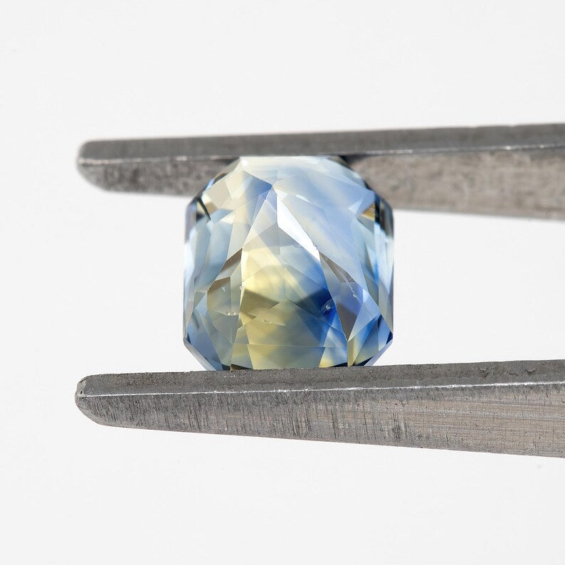 Bicolor - Blue & Yellow | Natural Sapphire Radiant Emerald Cut 1.08ct | Heated Ceylon Gemstone | Loose Sapphire for Ring or Jewelry
