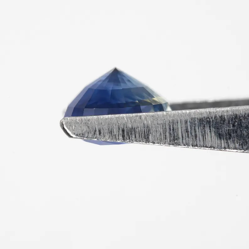 Bicolor – Blue & White | Natural Sapphire | Oval Cut | 1.22ct | Loose Untreated Gemstone | Bi-Color Sapphire | Gemstone for Jewelry Making
