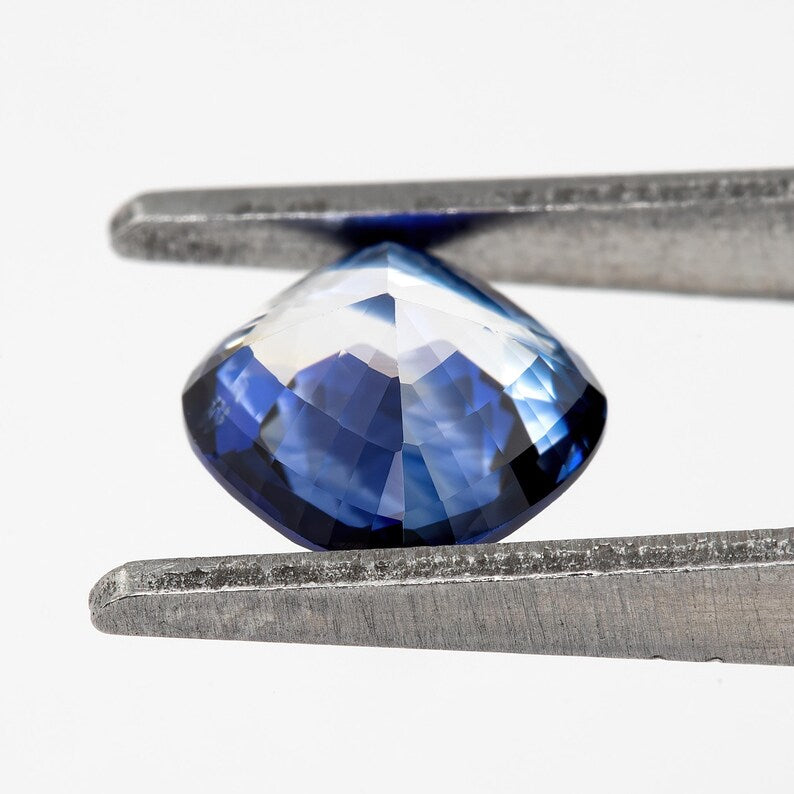 Bicolor - Blue & White | Natural Sapphire Cushion Cut 1.13ct | Heated Ceylon Gemstone | Loose Sapphire for Ring or Fine Jewelry