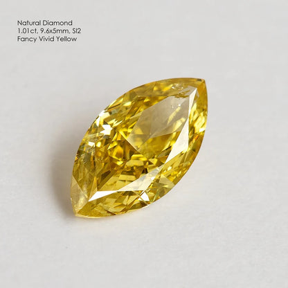 1.01ct Untreated Fancy Vivid Yellow Natural Diamond Marquise 9.6x5mm SI2|mined|Real|Custom Jewelry|Jewelry Maker|Special Cut|Rare|earthmined