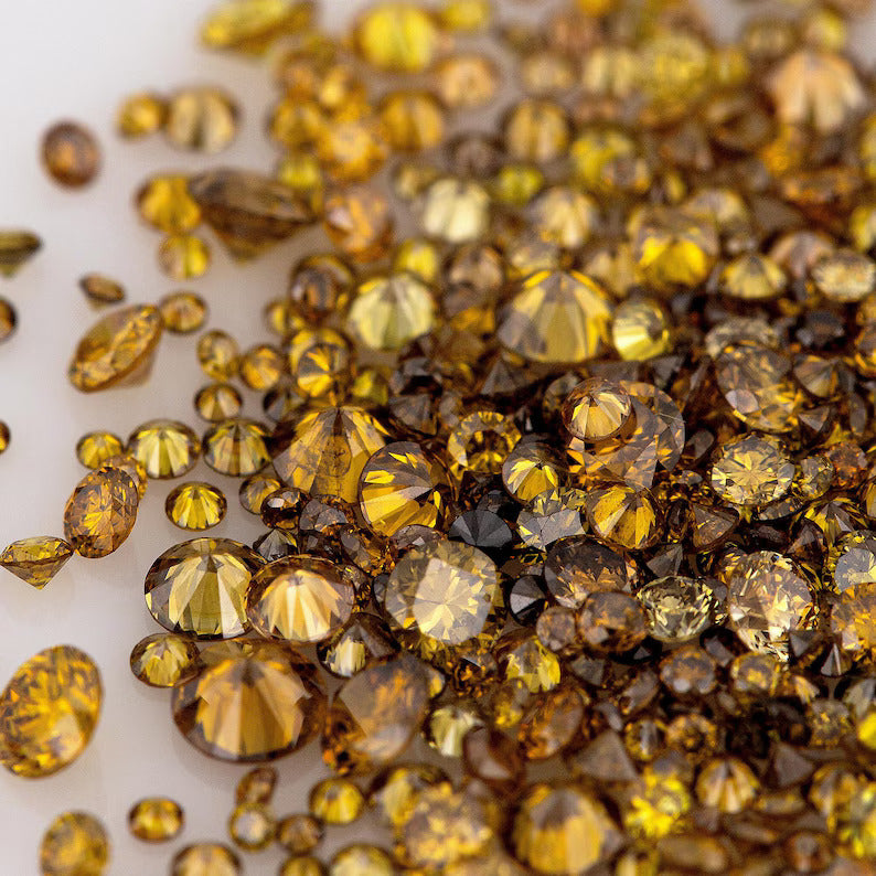 Fancy Vivid Brownish Yellow Orange Burnt Color | Natural Untreated Diamonds | Round | Melee | Accents | Burnt Color Diamonds