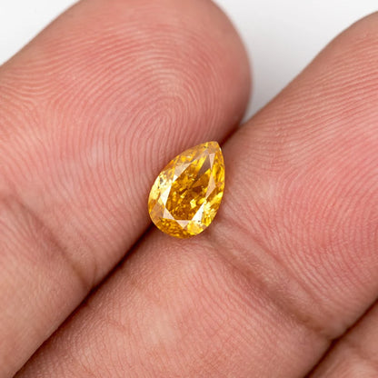 GIA Certified 1.00 Ct Untreated Fancy Intense Orange Yellow Natural Diamond Pear Solitaire|Custom Jewelry|Certificate|genuine|natural color