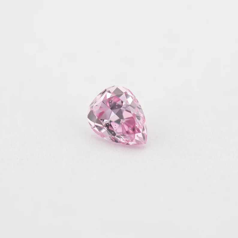 GIA Certified 0.12 Ct Untreated Fancy Intense Purple Pink Natural Diamond Pear Solitaire|Custom Jewelry|Certificate|natural color|rare