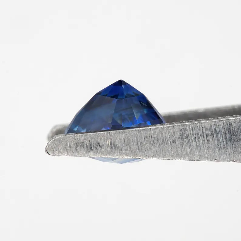 Bicolor - Blue & White | Natural Sapphire Cushion Cut 1.51ct | Heated Ceylon Gemstone | Loose Sapphire for Custom Jewelry or Ring