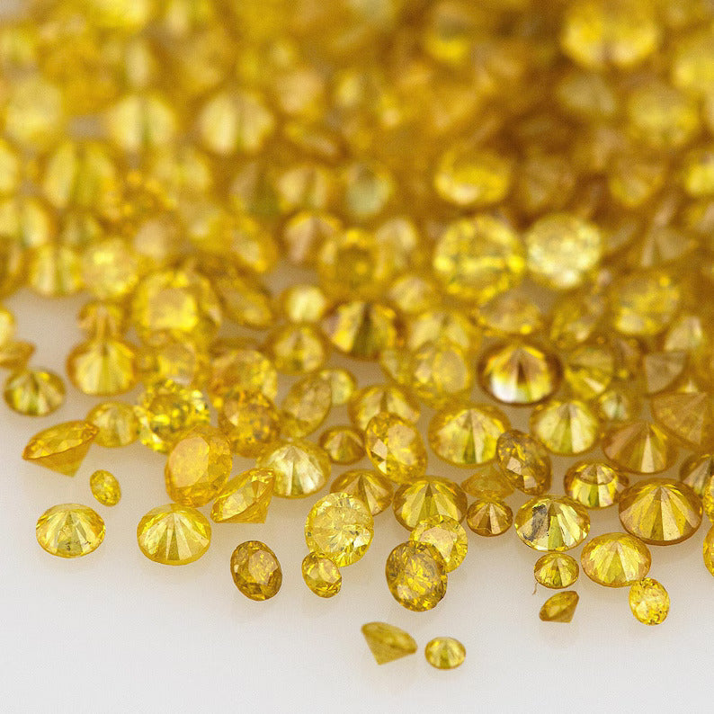 Fancy Vivid Yellow Canary | Natural Untreated Diamonds | Round | Melee | Accents | Canary Yellow