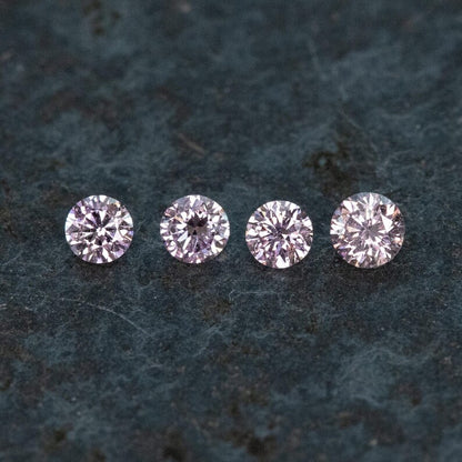 2.2 - 2.0 mm Fancy Vivid Purplish Pink Natural Pink Diamonds Round Brilliant SI1 0.15ct. Untreated 100% Natural