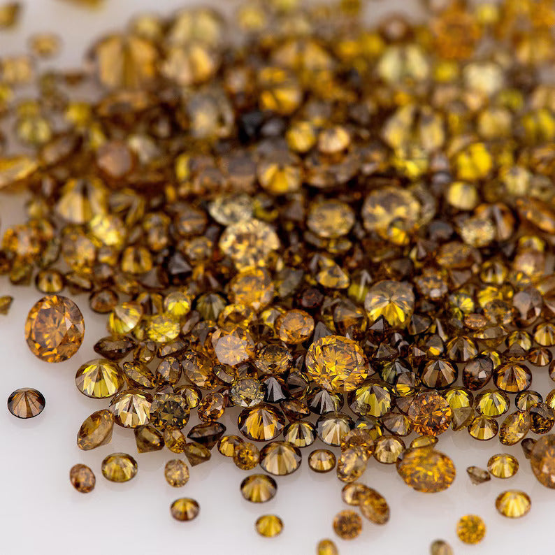 Fancy Vivid Brownish Yellow Orange Burnt Color | Natural Untreated Diamonds | Round | Melee | Accents | Burnt Color Diamonds
