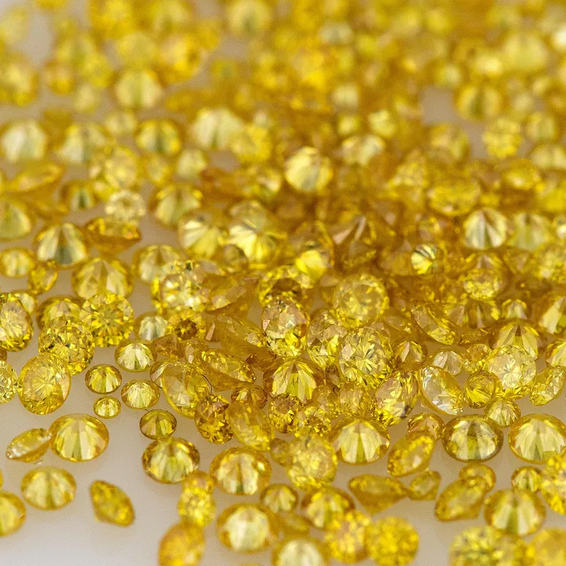 Canary Diamonds 0.8mm to 2.5mm mix scoop Fancy Vivid Yellow Untreated Natural Diamonds Round|Melee|accents|Canary Yellow