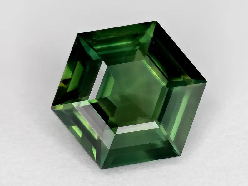 8x8mm Natural Teal Sapphire Hexagon shape 1.65ct Green Sapphire Geometric Shape Calibrated