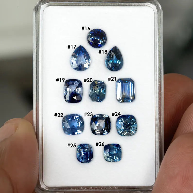 Bicolor - Blue & White | Natural Sapphire Cushion Cut 1.21ct | Heated Ceylon Gemstone | Loose Sapphire for Ring or Jewelry Making