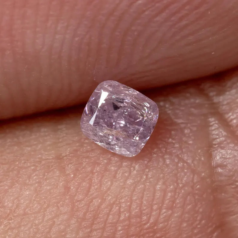 0.18ct Fancy Vivid Pink Untreated Loose Natural Pink Diamond Cushion I3