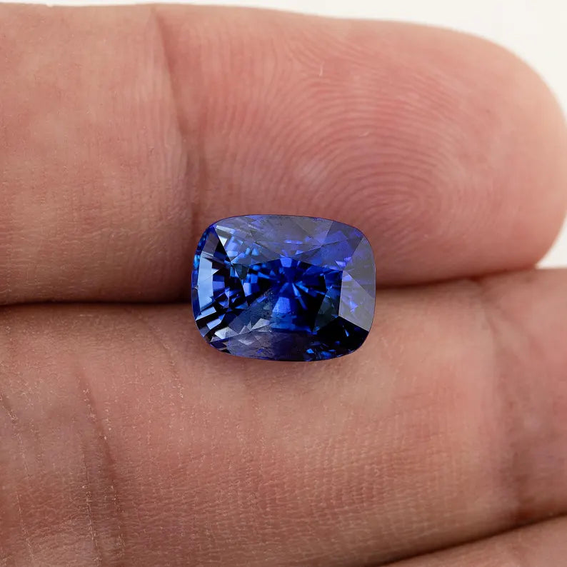 GRS Certified 5.41 ct. Natural Blue Sapphire Cushion Ceylon Sri Lanka Heated