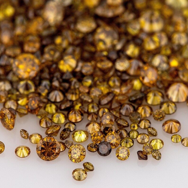 Fancy Vivid Brownish Yellow Orange Burnt Color | Natural Untreated Diamonds | Round | Melee | Accents | Burnt Color Diamonds