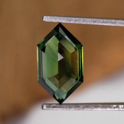 10x5.6mm Natural Teal Sapphire Long Hexagon shape 1.87ct Green Sapphire Geometric Shape Calibrated
