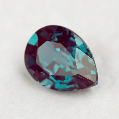 Upright diagonal pear sample showing its rounded base and pointed end.