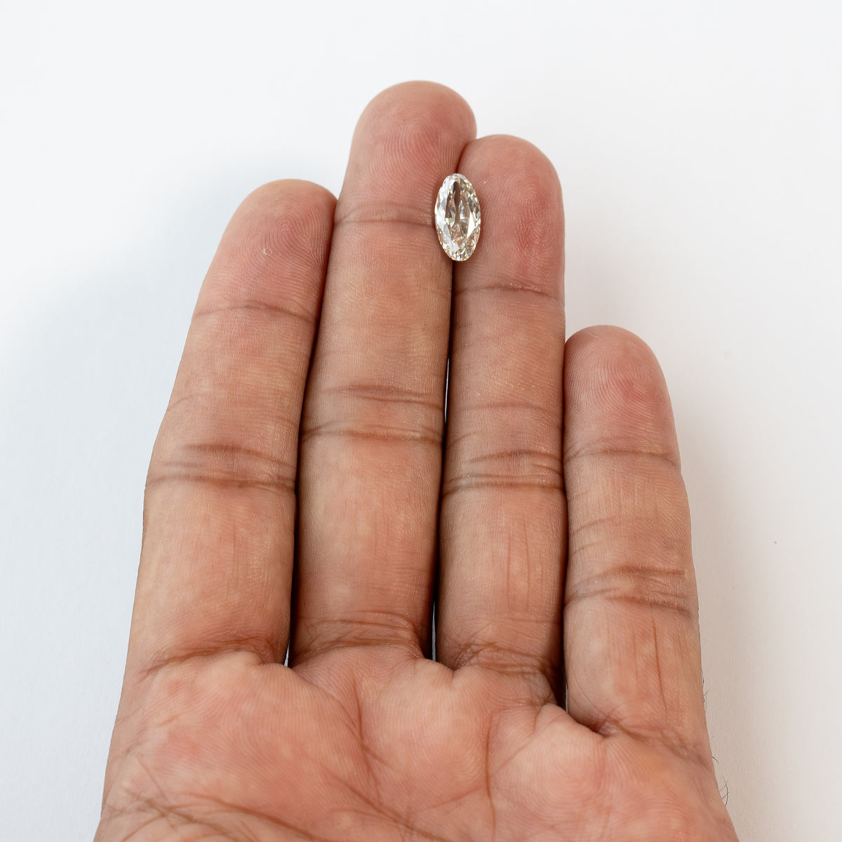 2.44 ct Light Champagne Lab-Grown Diamond, Old Mine Moval Cut, BLD124, product photograph 20, Q view.