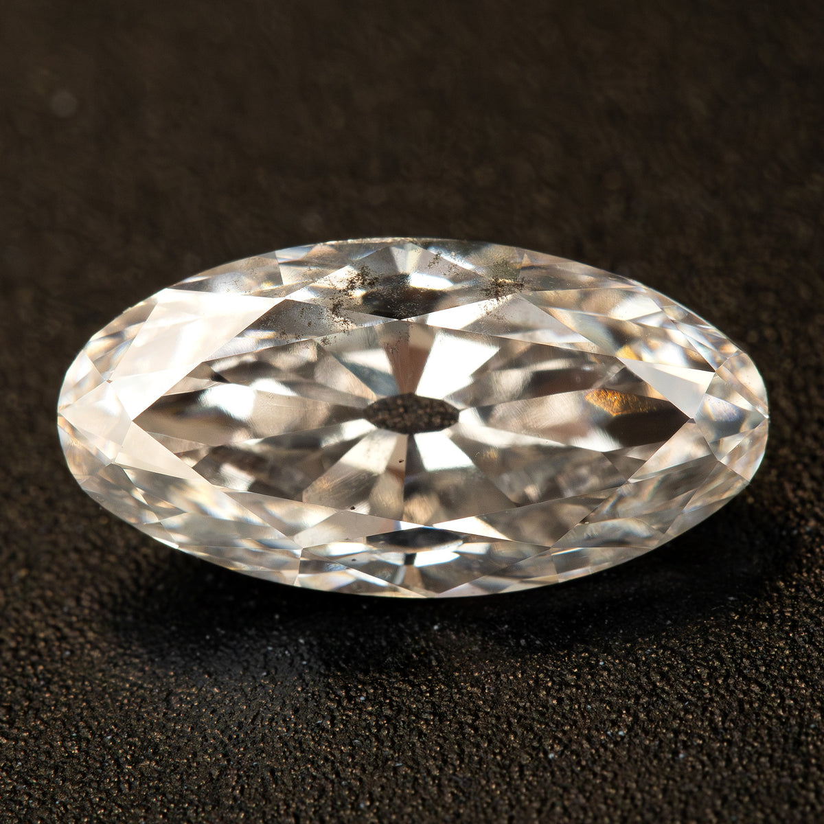 2.44 ct Light Champagne Lab-Grown Diamond, Old Mine Moval Cut, BLD124, product photograph 14, a view.