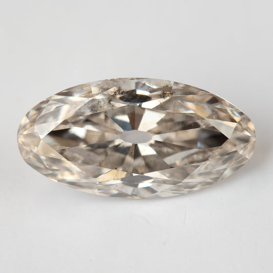 2.44 ct Light Champagne Lab-Grown Diamond, Old Mine Moval Cut, BLD124, product photograph 1, b view.