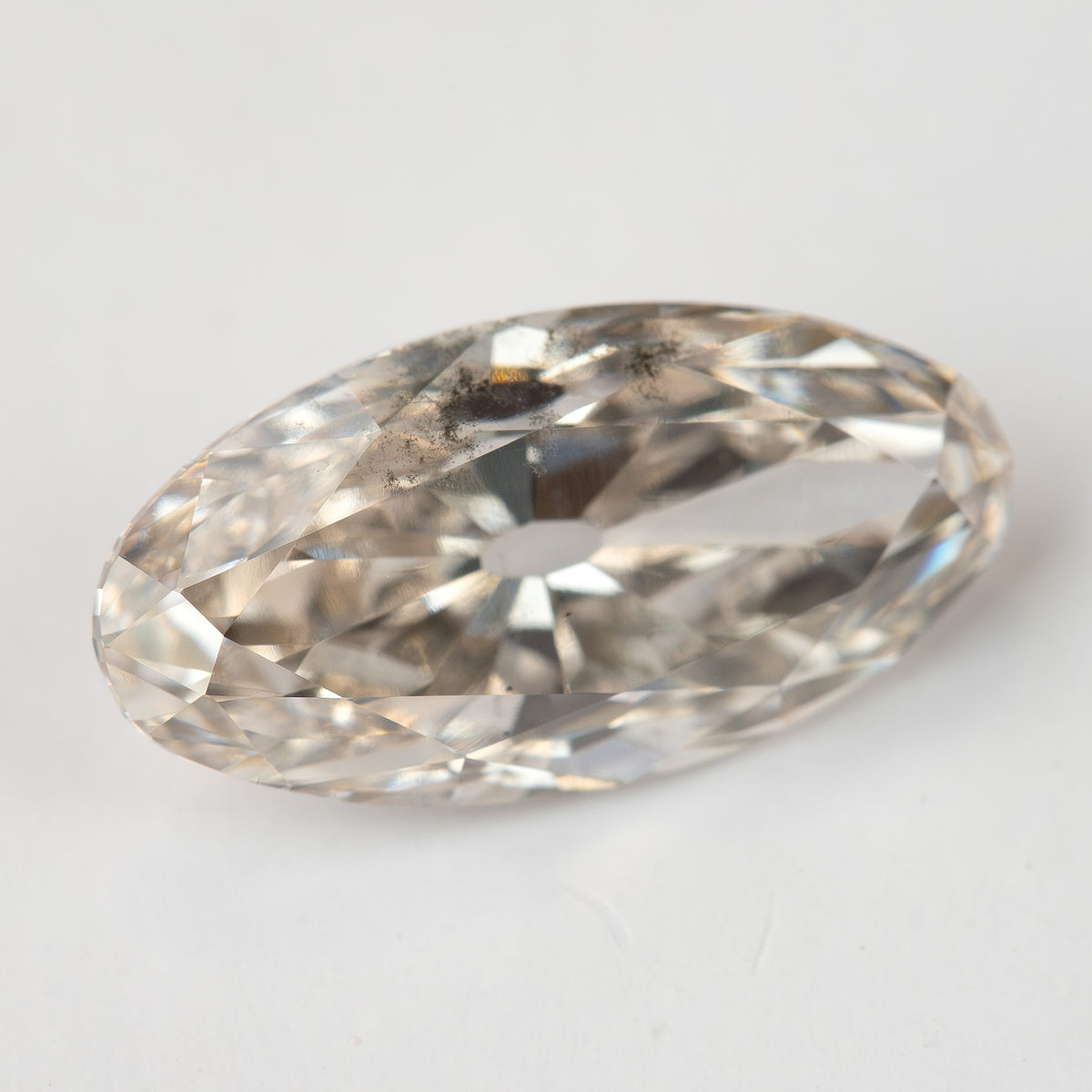 2.44 ct Light Champagne Lab-Grown Diamond, Old Mine Moval Cut, BLD124, product photograph 7, d view.