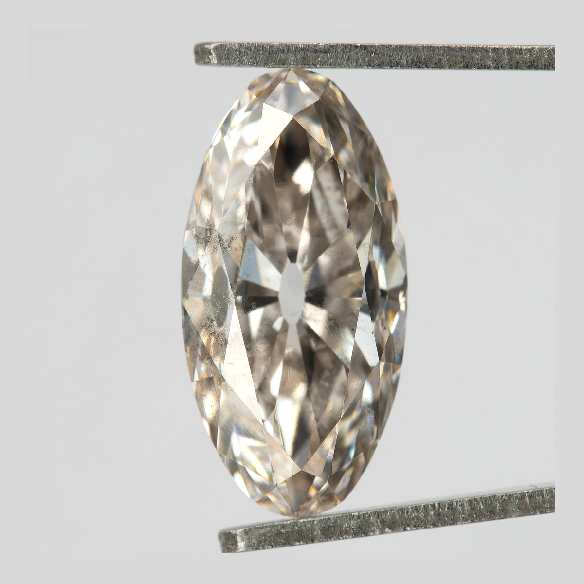 2.44 ct Light Champagne Lab-Grown Diamond, Old Mine Moval Cut, BLD124, product photograph 17, gg view.