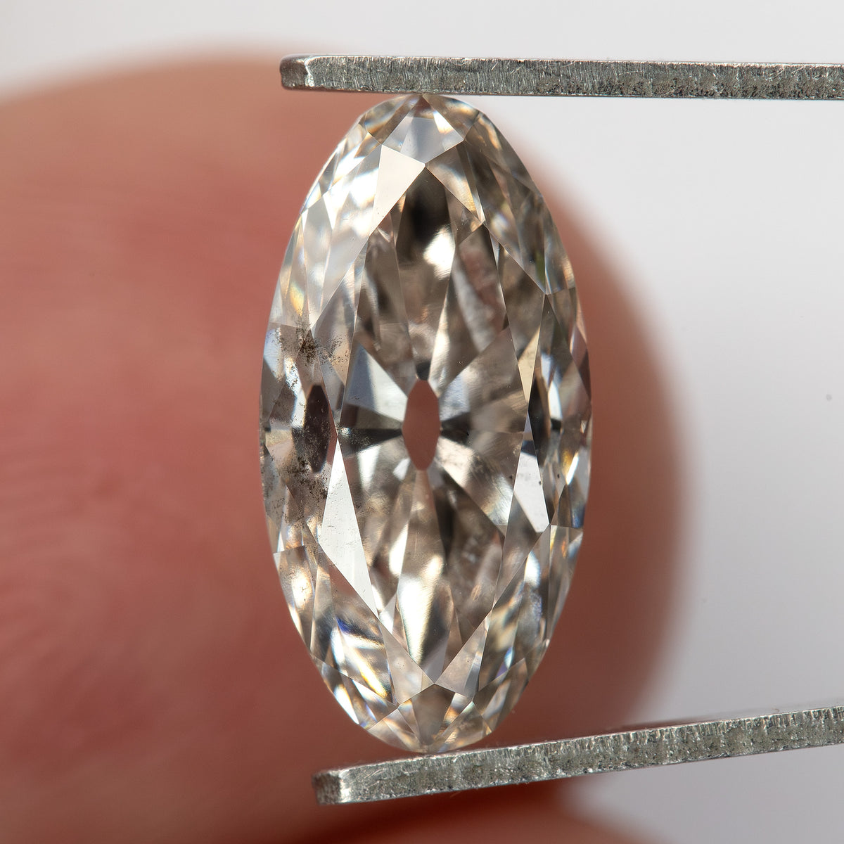 2.44 ct Light Champagne Lab-Grown Diamond, Old Mine Moval Cut, BLD124, product photograph 18, h view.