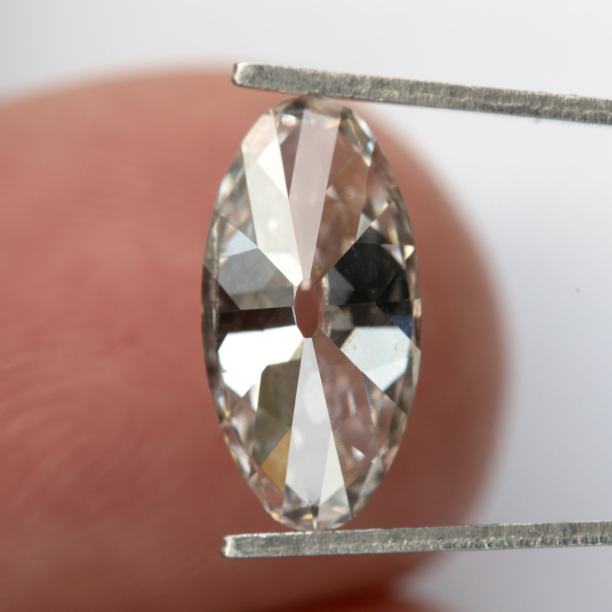 2.44 ct Light Champagne Lab-Grown Diamond, Old Mine Moval Cut, BLD124, product photograph 12, j view.