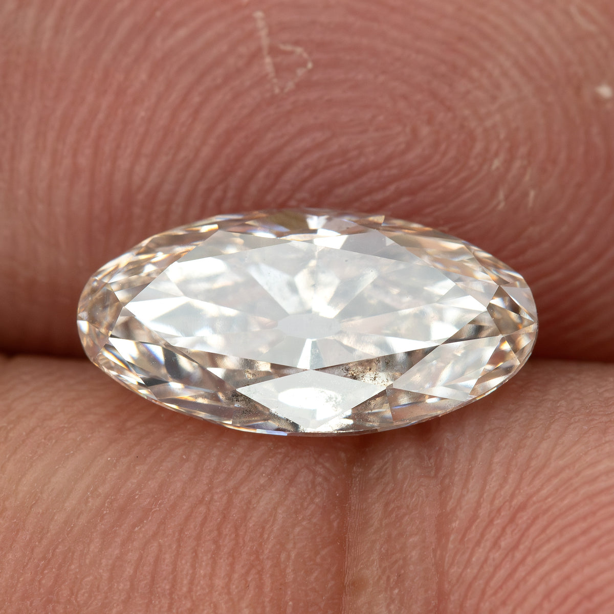 2.44 ct Light Champagne Lab-Grown Diamond, Old Mine Moval Cut, BLD124, product photograph 9, o view.