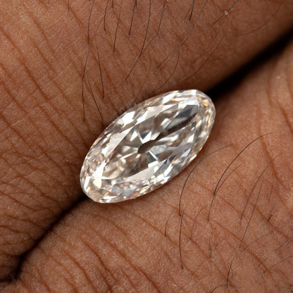 2.44 ct Light Champagne Lab-Grown Diamond, Old Mine Moval Cut, BLD124, product photograph 5, p view.