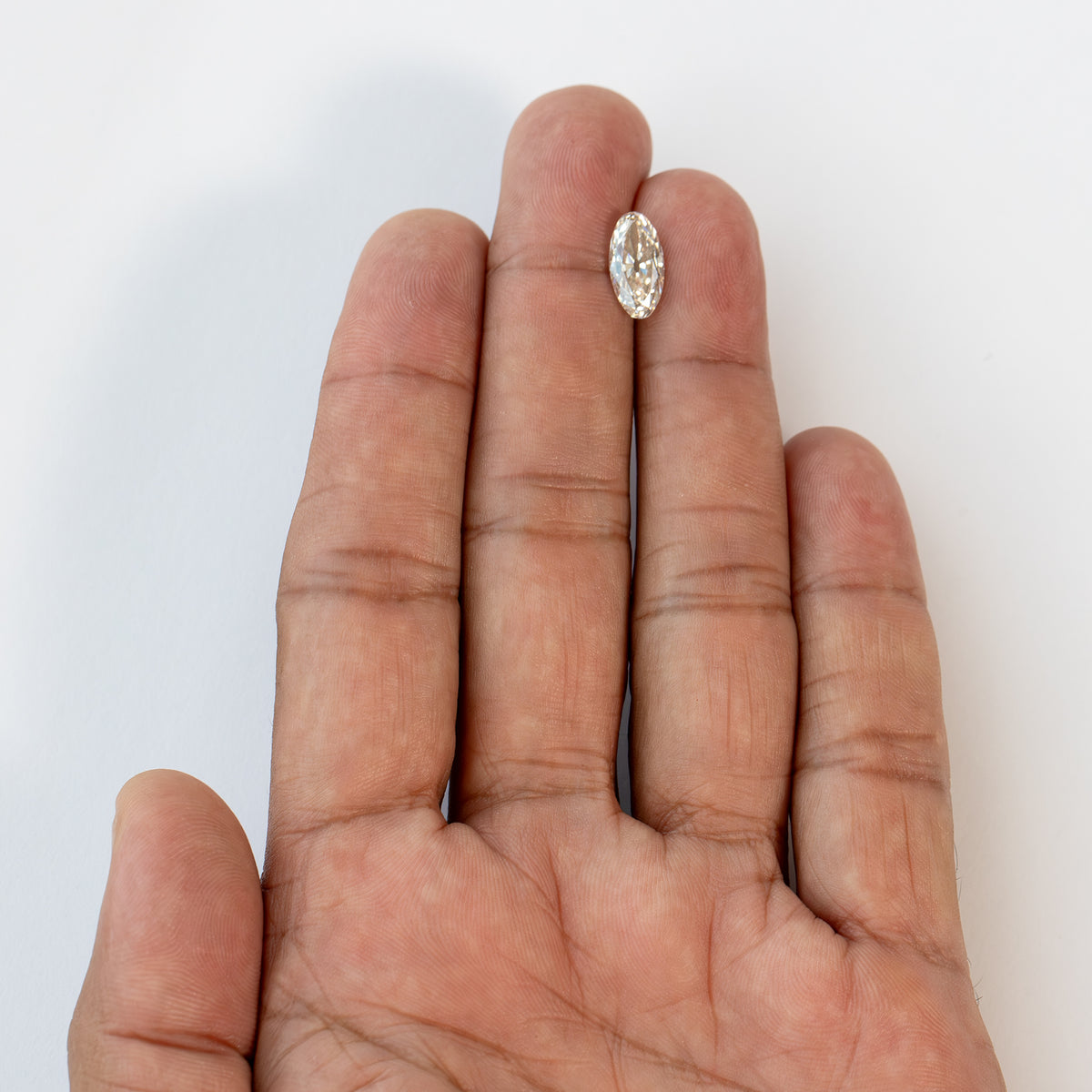 2.44 ct Light Champagne Lab-Grown Diamond, Old Mine Moval Cut, BLD124, product photograph 4, r view.