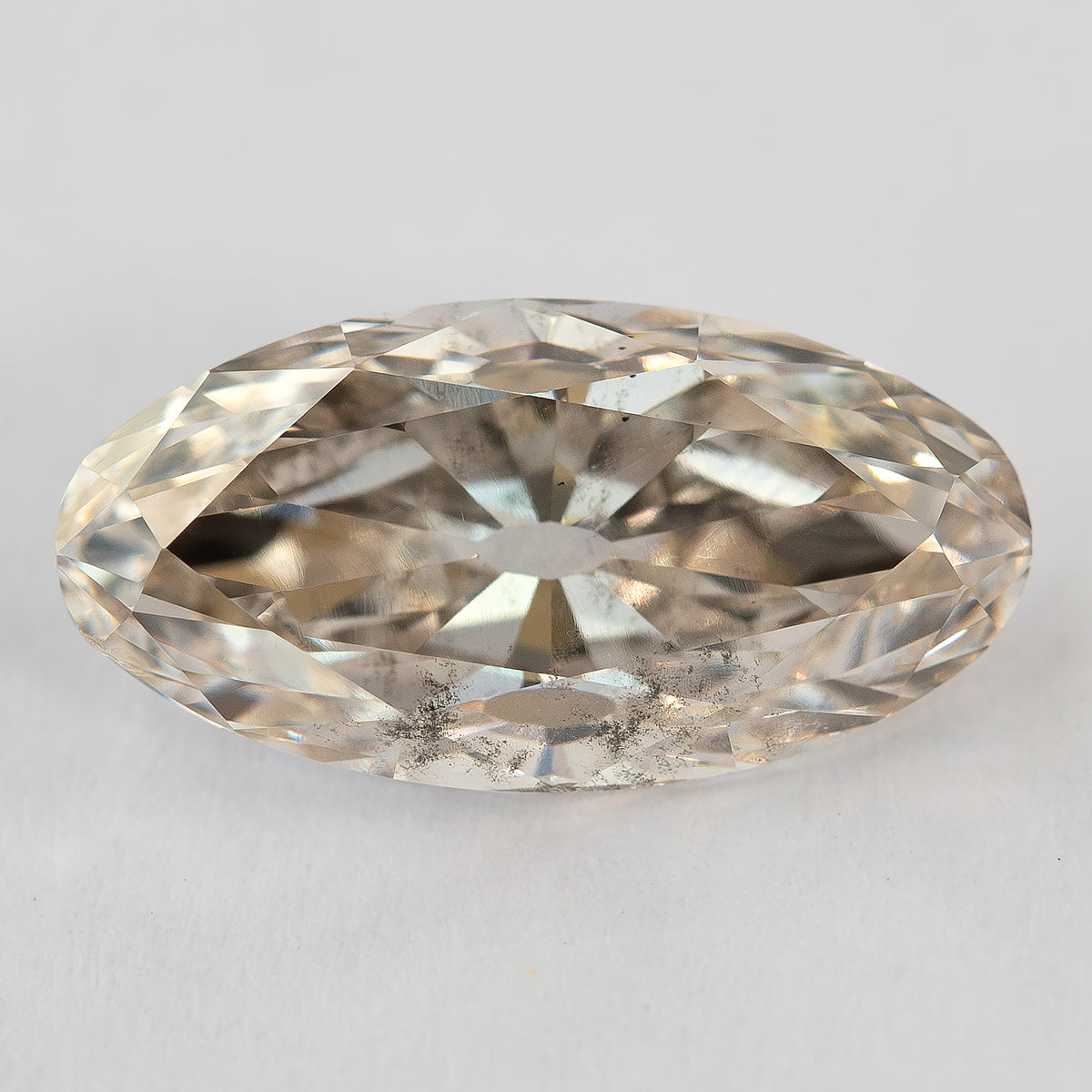 2.44 ct Light Champagne Lab-Grown Diamond, Old Mine Moval Cut, BLD124, product photograph 21, s view.