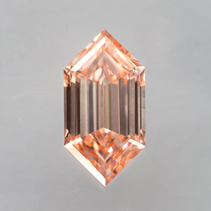 Vertical face-up view emphasizing the pointed elongated hexagon outline and central step facets.