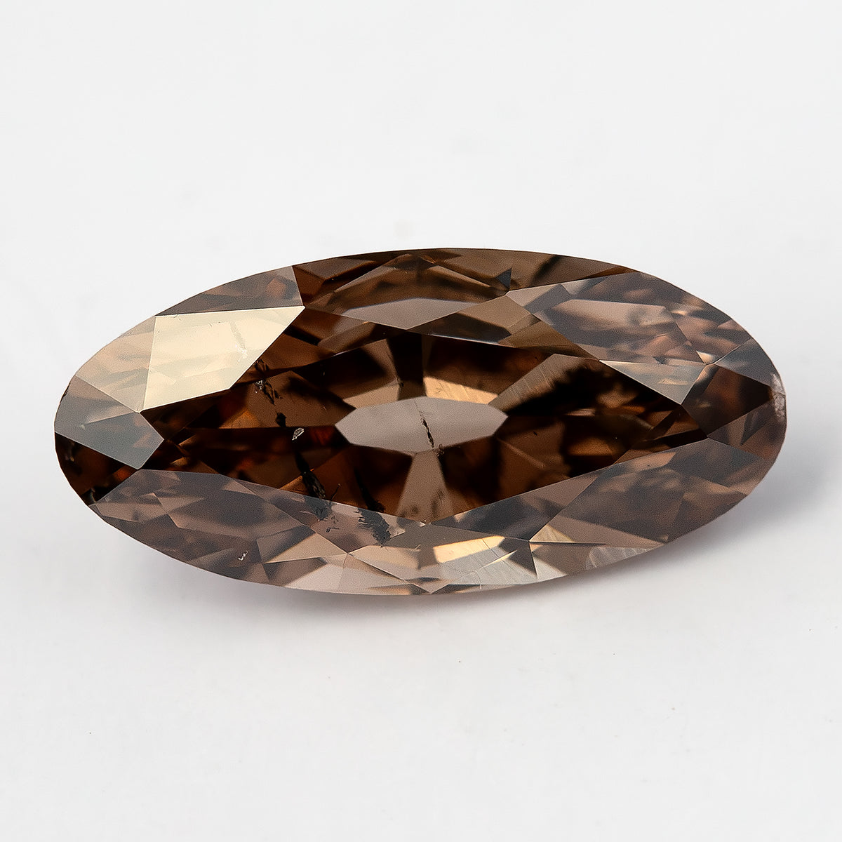 1.43 ct pinkish-brown lab-grown elongated oval diamond, main face-up view, SKU BLD154