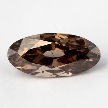 1.43 ct pinkish-brown lab-grown elongated oval diamond, horizontal face-up view, SKU BLD154