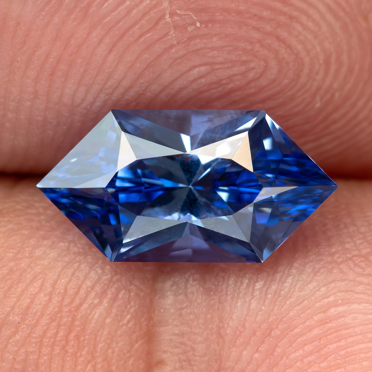 12 x 6 mm Royal Blue Lab-Grown Sapphire, BLS126 Brilliant Cut, product photograph 4, e view.