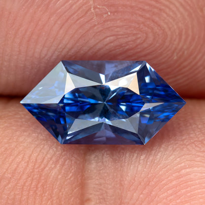 12 x 6 mm Royal Blue Lab-Grown Sapphire, BLS126 Brilliant Cut, product photograph 4, e view.