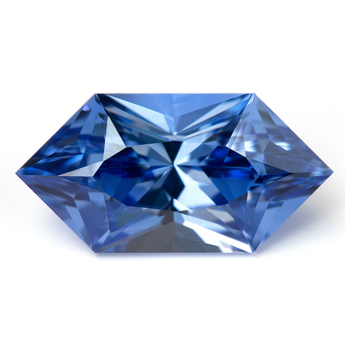 12 x 6 mm Royal Blue Lab-Grown Sapphire, BLS126 Brilliant Cut, product photograph 3, h view.