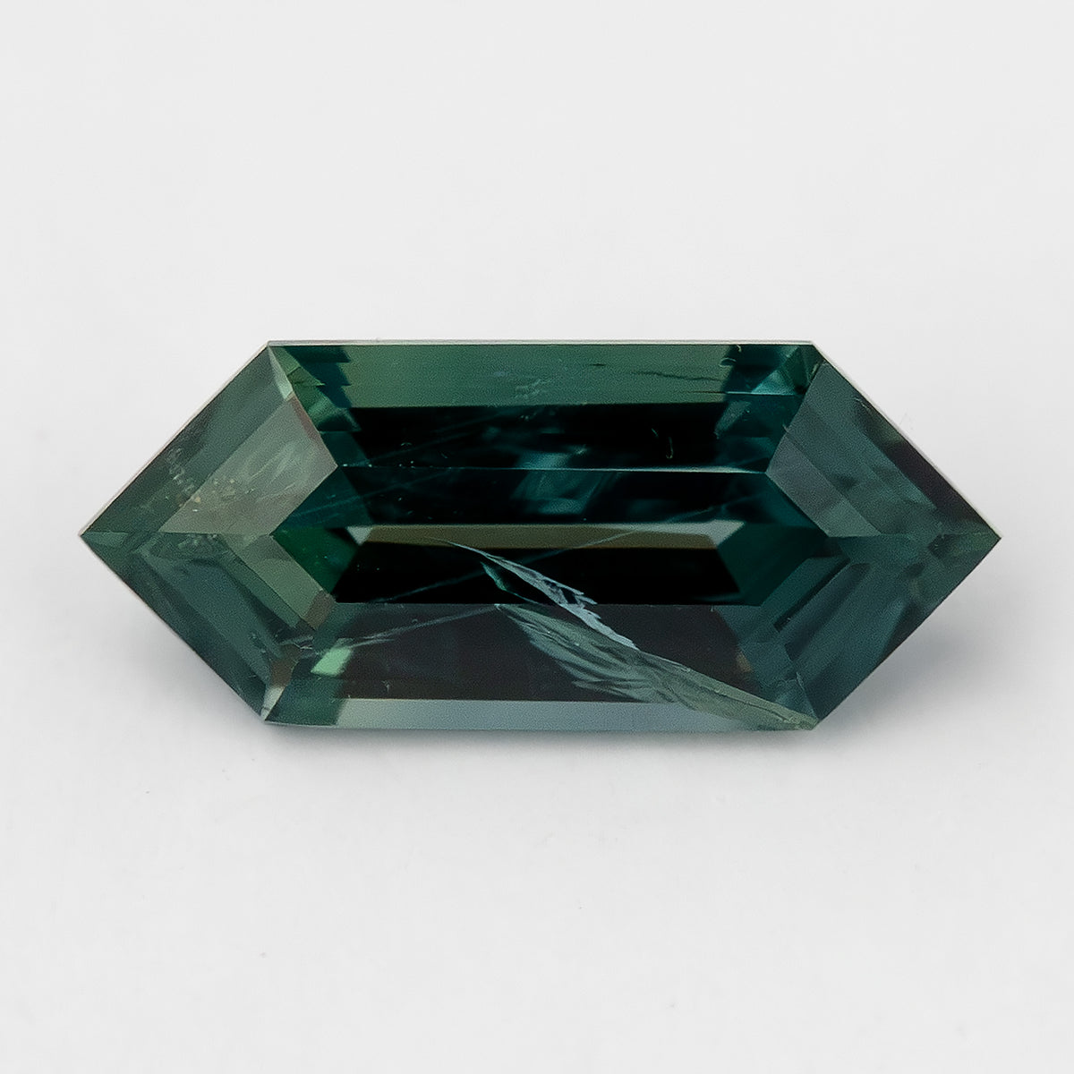 Available #3 BNS153 deep teal greenish-blue natural sapphire in a Dutch marquise cut.