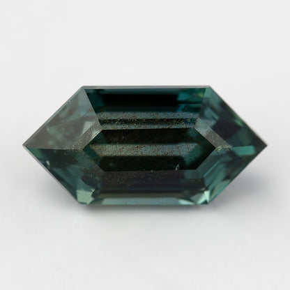 Individual view of sold #4 BNS156 deep green teal sapphire for reference.