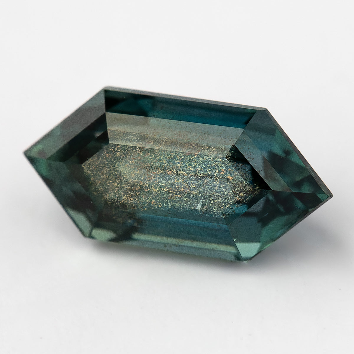 Alternate reference view of sold #4 BNS156 deep green teal sapphire.