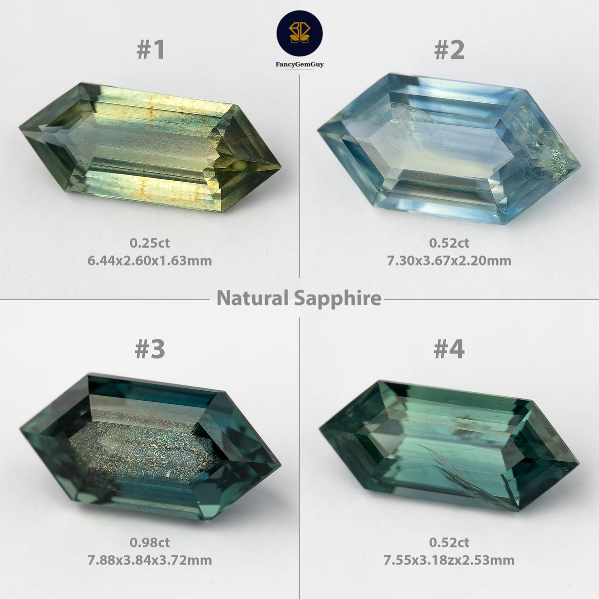 Alternate numbered specification card for all four exact sapphire options.