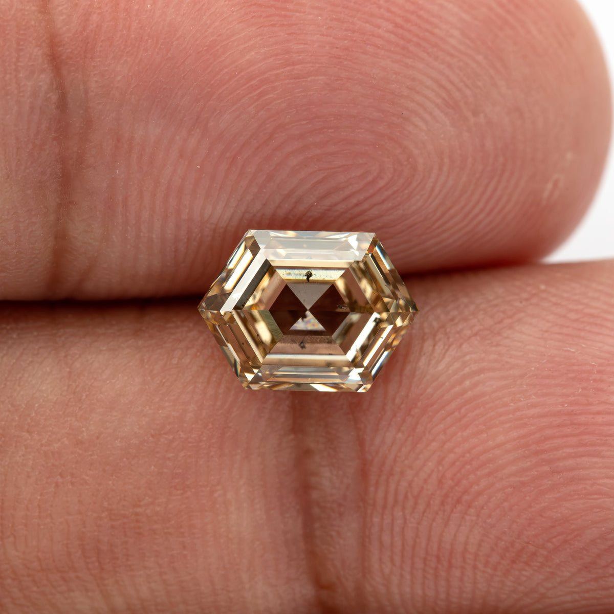 Face-up hand-scale view on fingertips. IGI-HEXA-5924-0195CT.