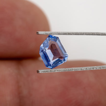 Medium-Light to Vivid Blue-Violet Geometric Cut Sapphire | 1.33 Ct Unheated Natural Eye Clean Gemstone | For Custom Rings & Artisan Jewelry